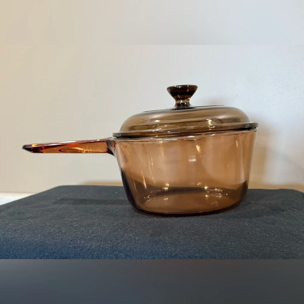 2pc CORNING Vision AMBER 1 L Saucepan LID Glass